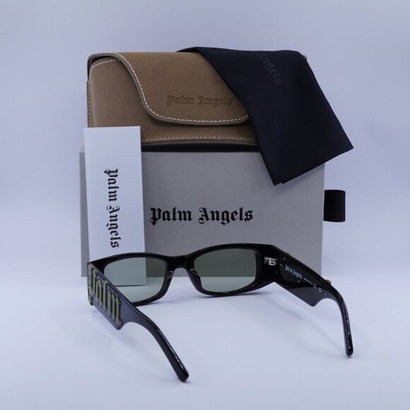 Palm Angels PERI007 ANGEL 1055 Rectangle Sunglasses - Black/Green - Picture 7 of 11